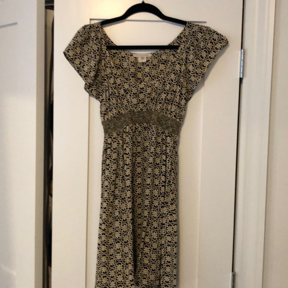 Black beige and gold dress